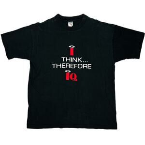 Vintage 90s PSC IQ Tee Shirt Think Therefore XL Black